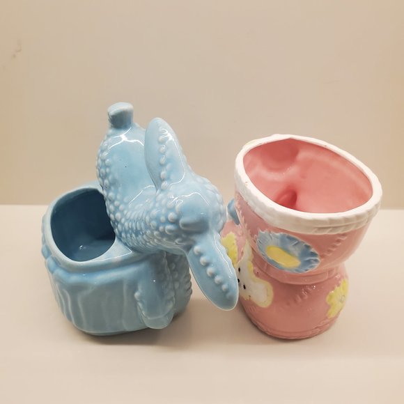 VINTAGE Baby Room Succulent Planters Decor Pastel Colours Sheep Bunny Bow Floral - Picture 5 of 5